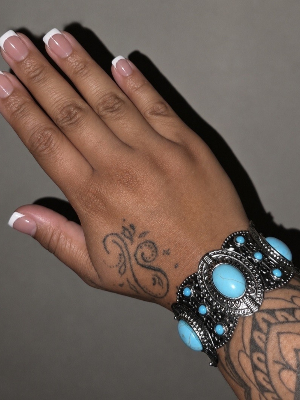 Silver-Tone Turquoise Statement Bracelet - Women Jewelry